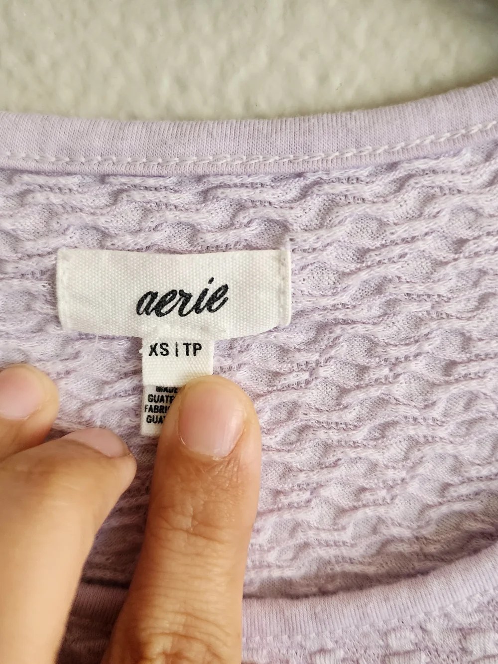 Women’s Long Sleeve Textured Crop Top - Lavender - Picture 3 of 9